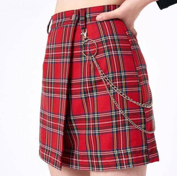 Y2K Red Checkered Skirt - Retro Grunge Summer Outfit Essential