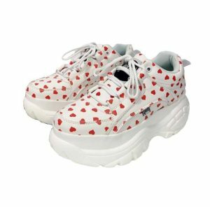 Y2K Red Hearts Sneakers: Trendy Footwear for Summer Y2K Outfits