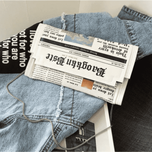 Y2K Retro Newspaper Handbag: Chic Grunge Accessory for Summer Outfits