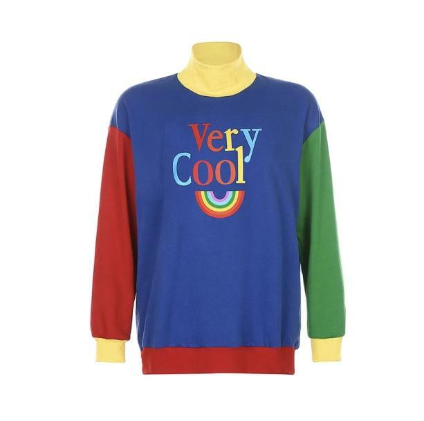 Y2K Retro Rainbow Sweatshirt - Vintage 90s Grunge Style Top