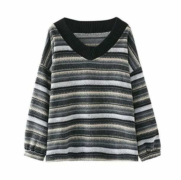 Y2K Retro Striped Sweater: Vintage-Inspired 90s Fashion Essential