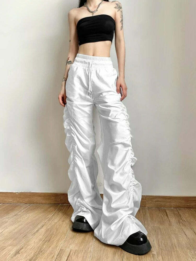 Y2K Ruched Parachute Pants for Trendy Summer Outfits and Retro Vibes