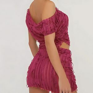 Y2K Ruffled One Shoulder Top & Mini Skirt Set for Summer Vibes