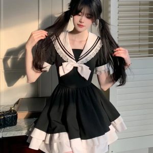 Y2K Sailor Collar Mini Dress - Retro Summer Outfit for Trendy Women