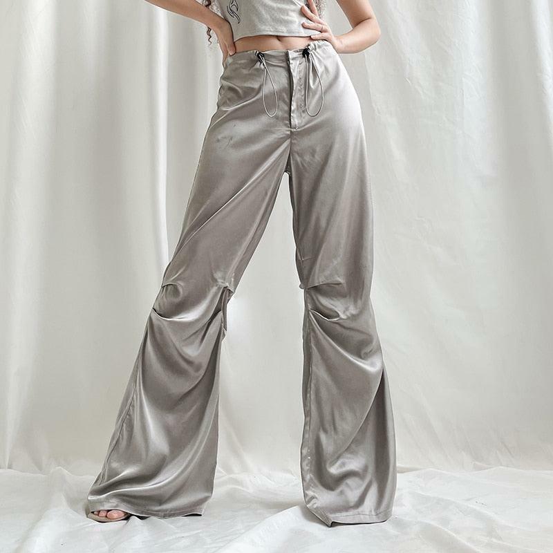 Y2K Satin Wide Leg Pants for Effortless Summer Style and Retro Vibes