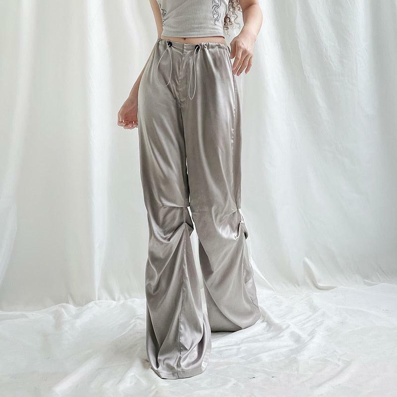 Y2K Satin Wide Leg Pants for Effortless Summer Style and Retro Vibes