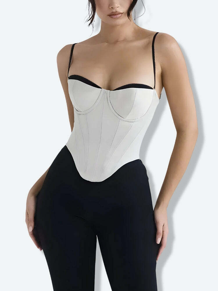 Y2K Satin Zip-Up Layered Corset Top for Trendy Summer Outfits