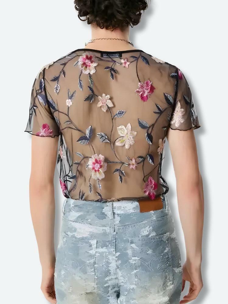 Y2K Sheer Floral Top: Trendy Summer Outfit for Retro Vibes