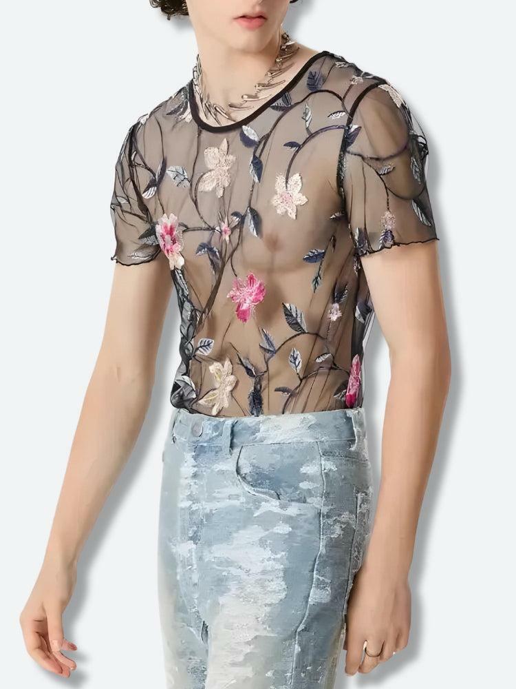 Y2K Sheer Floral Top: Trendy Summer Outfit for Retro Vibes