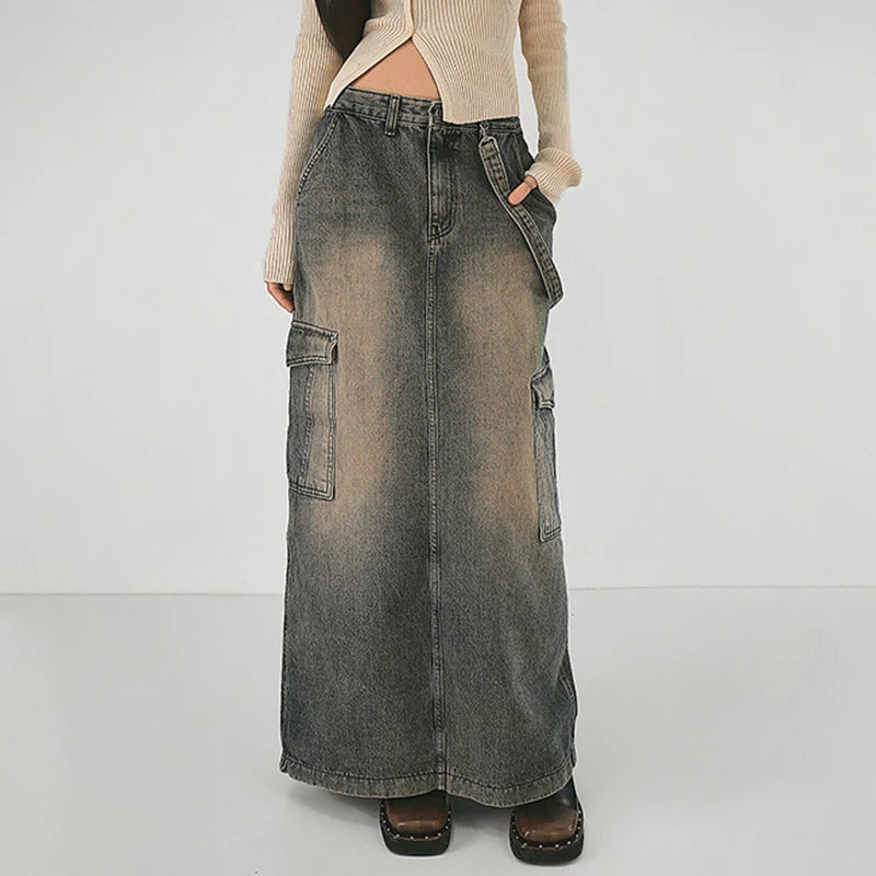 Y2K Side Strap Cargo Maxi Skirt: Trendy Y2K Summer Outfit Essential