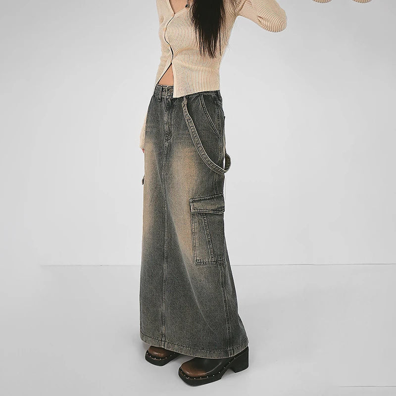 Y2K Side Strap Cargo Maxi Skirt: Trendy Y2K Summer Outfit Essential