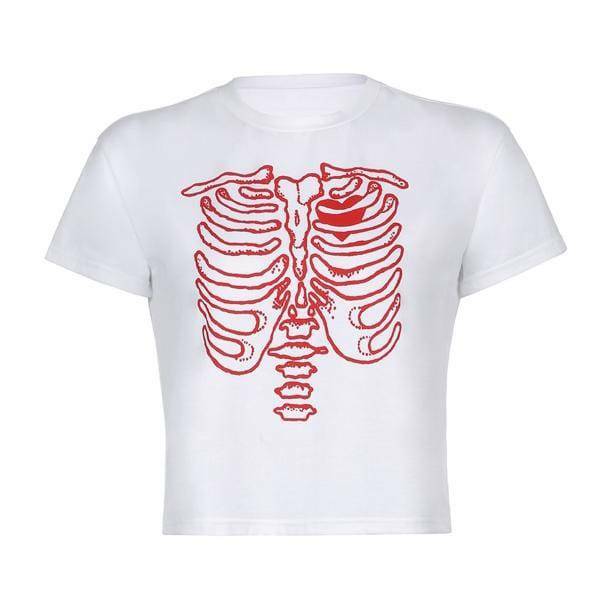 Y2K Skeleton T-Shirt: Retro Grunge Style for Summer Outfits