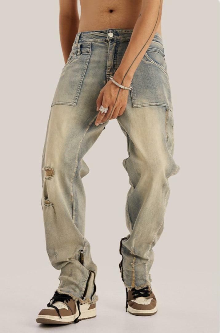 Y2K Slim Leg Ripped Jeans for Trendy Summer Outfits and Grunge Vibes