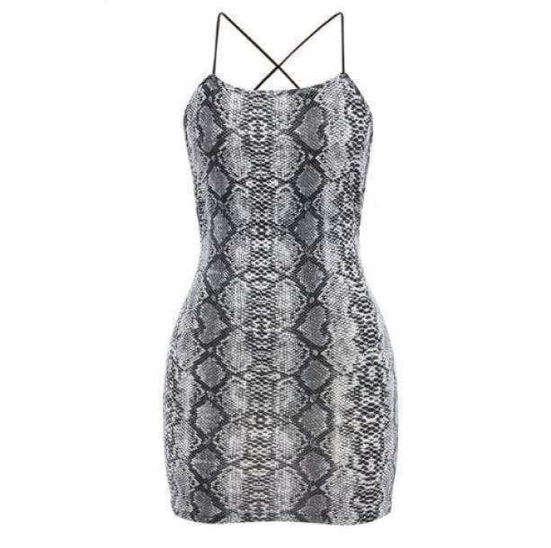 Y2K Snake Skin Mini Dress - Trendy 90s Inspired Summer Outfit