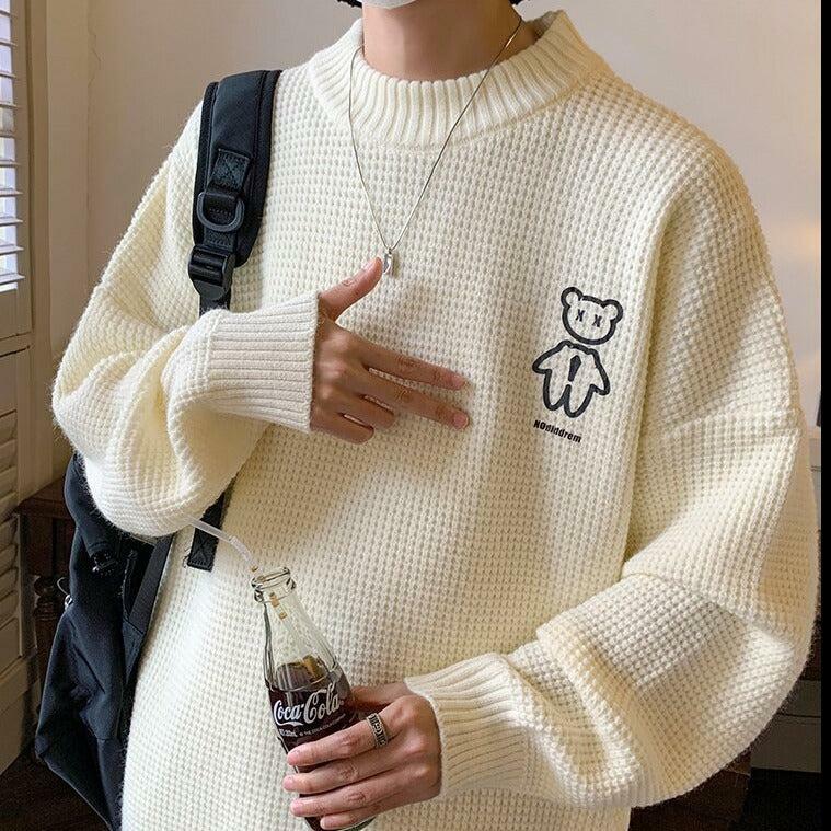 Y2K Soft Boy Bear Sweater: Retro Grunge Style for Summer Outfits