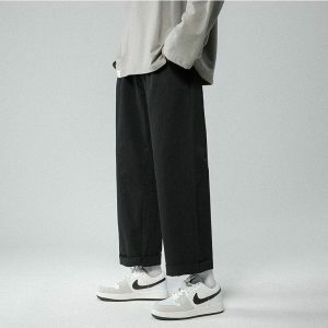 Y2K Soft Boy Elastic Waist Straight Leg Pants for Retro Summer Vibes