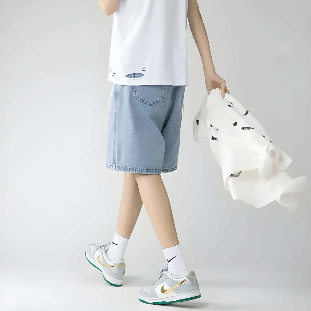 Y2K Soft Boy Wide Leg Shorts: Retro Grunge Summer Outfit Essential