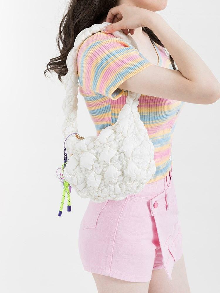 Y2K Soft Girl Quilted Handbag - Retro Style for Summer Outfits