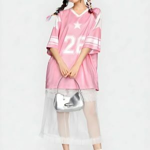 Y2K Soft Girl Star 26 Jersey Top - Retro 90s Inspired Summer Style