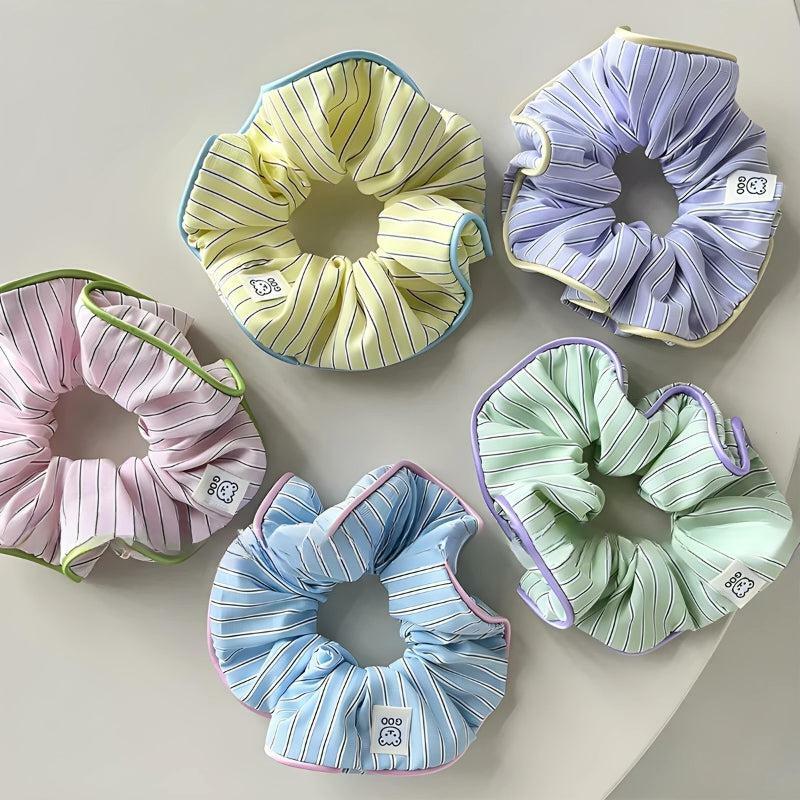 Y2K Soft Girl Striped Scrunchies for Retro Summer Outfits and Styles