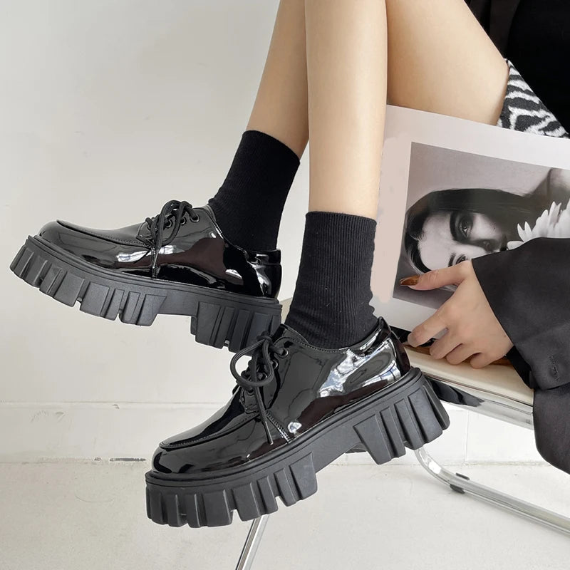 Y2K Soft Grunge Chunky Platform Oxford Shoes for Retro Summer Vibes