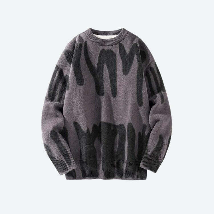 Y2K Soft Touch Knitted Sweater in Spray Paint for Retro Summer Vibes