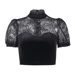 Y2K Spider Web Crop Top - Grunge Style for Summer Parties & Festivals