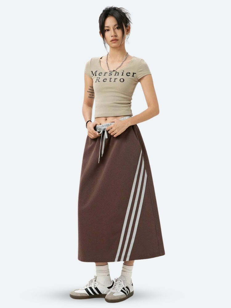 Y2K Sport Midi Skirt: Trendy Retro Style for Summer Outfits