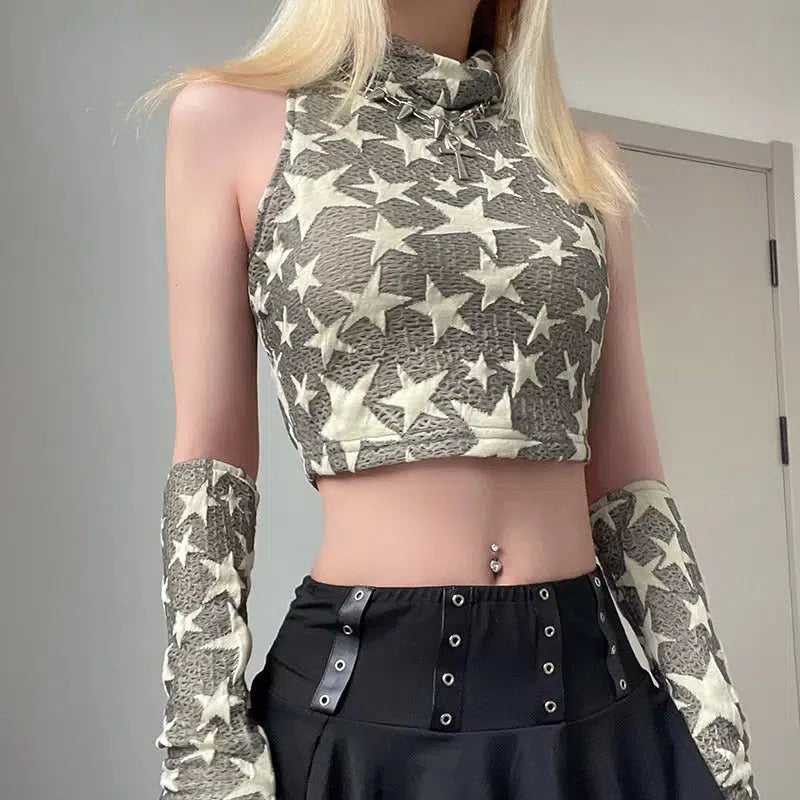 Y2K Star Embroidered Crop Top for Trendy Summer Outfits & Parties