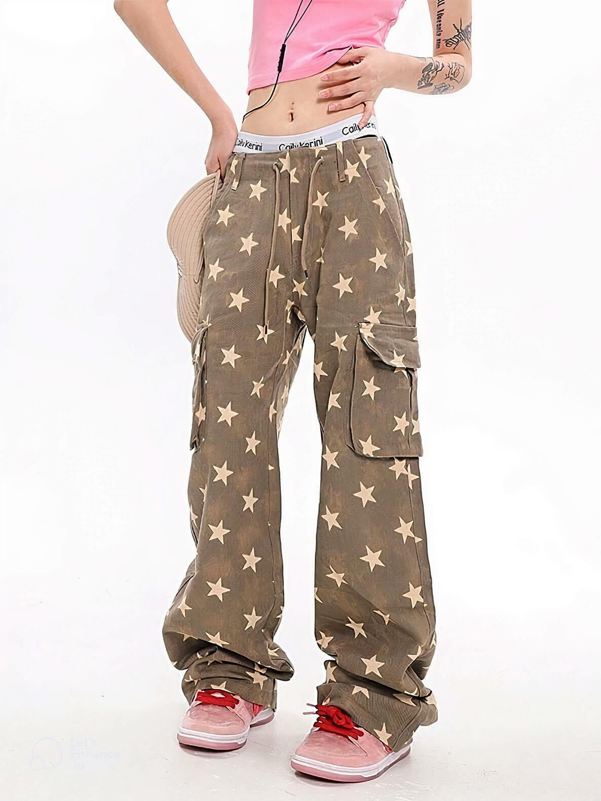 Y2K Star Low Rise Jeans: Trendy Y2K Summer Outfit for Retro Vibes