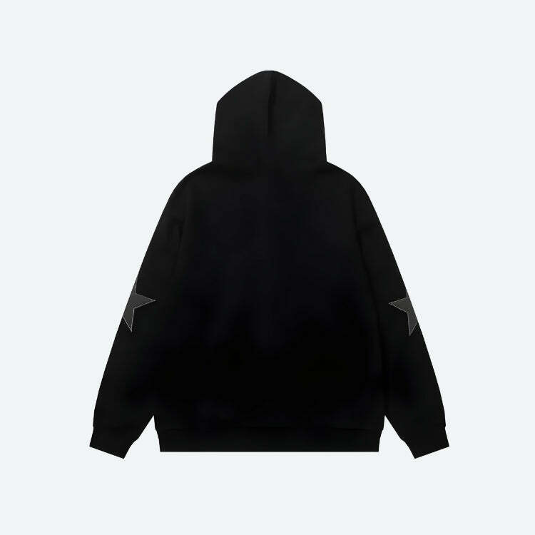 Y2K Star Patch Zip-Up Hoodie: Trendy Grunge Style for Summer Vibes