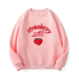 Y2K Strawberry Milk Jumper - Retro 90s Grunge Summer Outfit