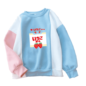 Y2K Strawberry Milk Jumper - Retro 90s Grunge Summer Outfit