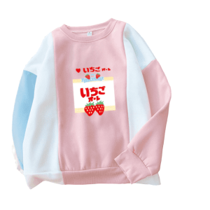 Y2K Strawberry Milk Jumper - Retro 90s Grunge Summer Outfit