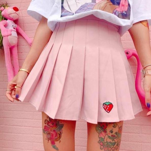 Y2K Strawberry Milk Skirt: Trendy Summer Outfit for Retro Vibes