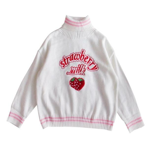 Y2K Strawberry Milk Sweater: Retro 90s Grunge Style for Summer Vibes