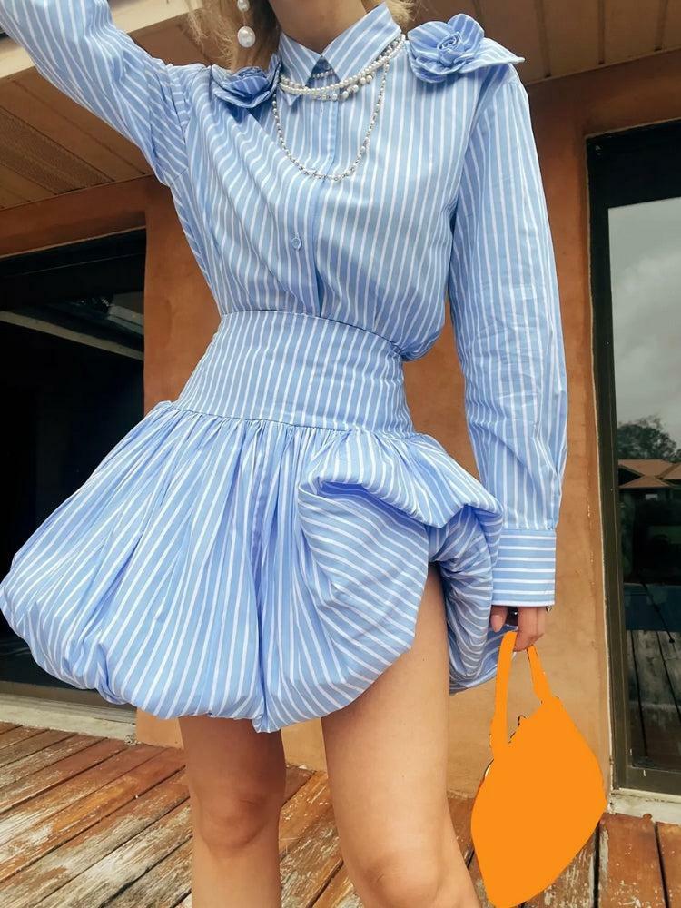 Y2K Striped Bubble Mini Skirt - Trendy Summer Outfit for Retro Vibes