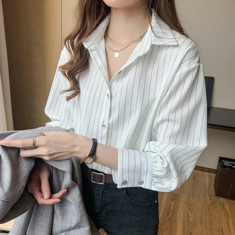 Y2K Striped Classic Long Sleeve Shirt for Retro Summer Outfits