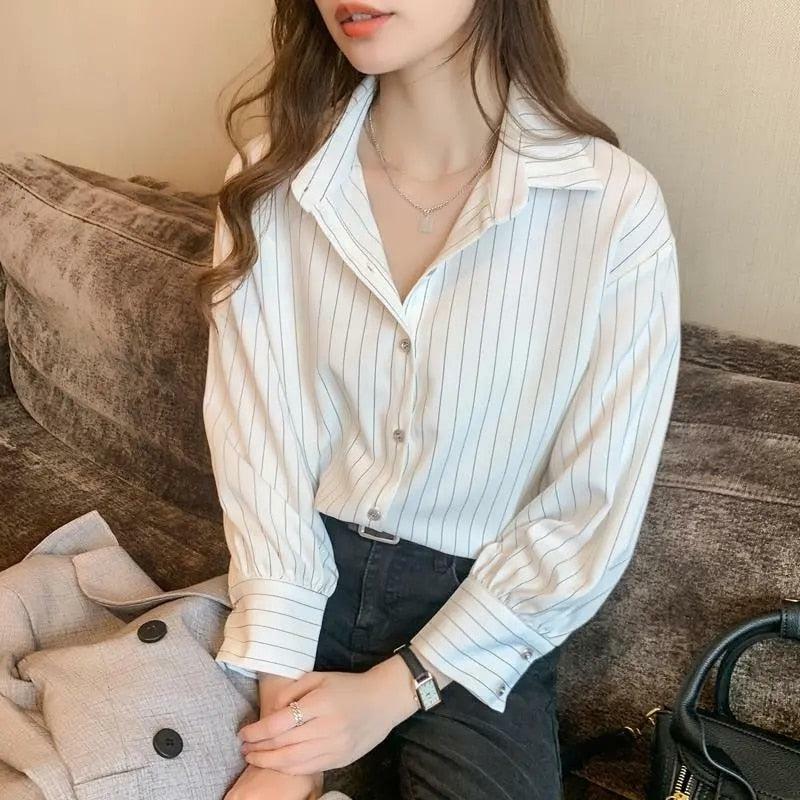 Y2K Striped Classic Long Sleeve Shirt for Retro Summer Outfits