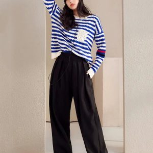 Y2K Striped Knitted Sweater - Retro 90s Fashion Essential for Summer Outfits