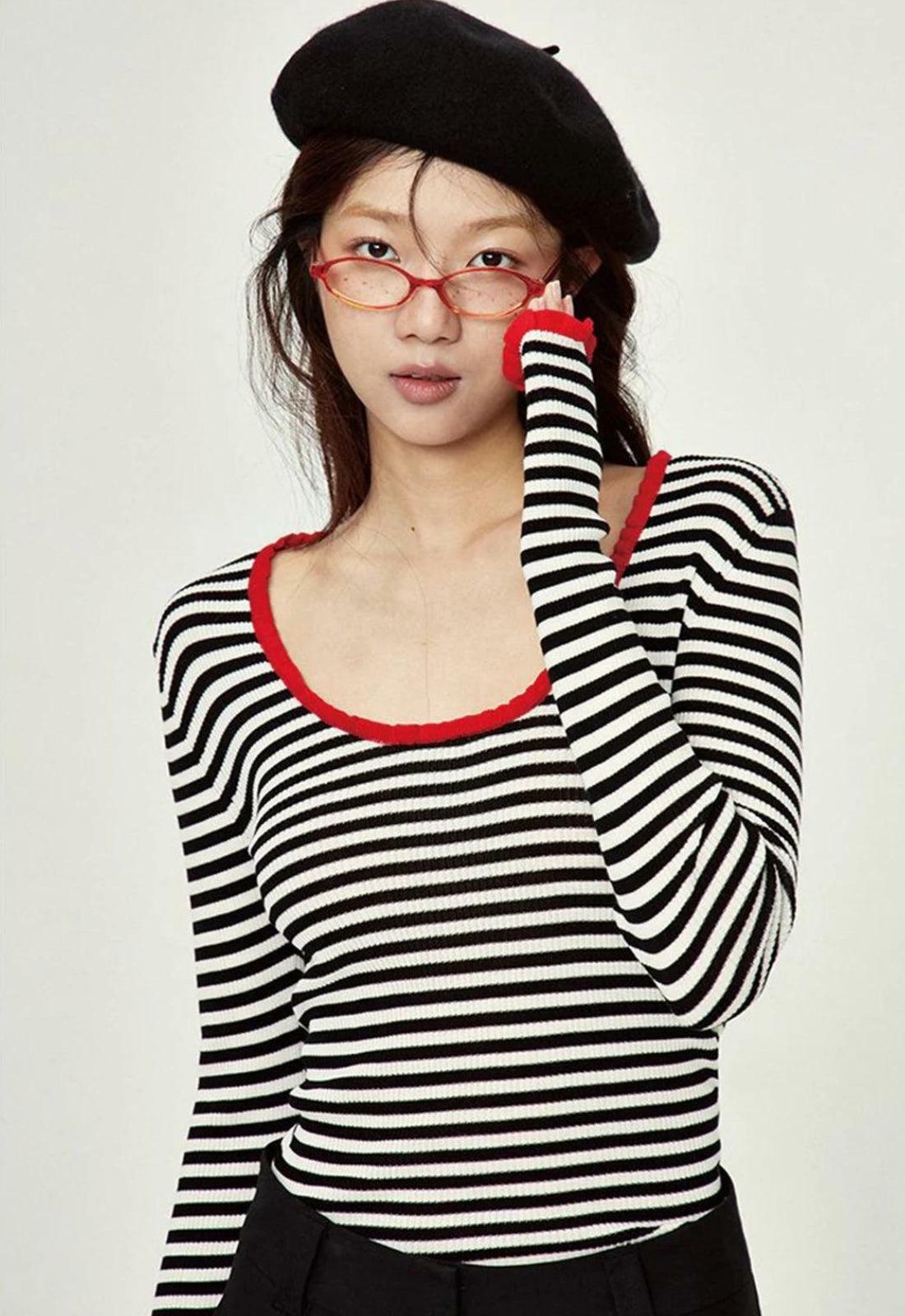 Y2K Striped Scoop Neck Top - Retro Summer Essential for Trendy Outfits