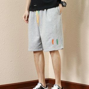 Y2K Striped Sweatshorts with Colored Laces for Retro Summer Vibes