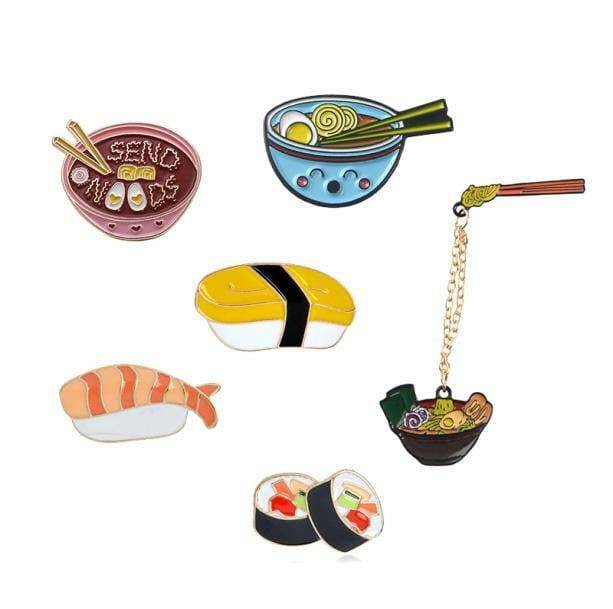 Y2K Summer Sushi Pins: Retro 90s Grunge Outfit Accessories