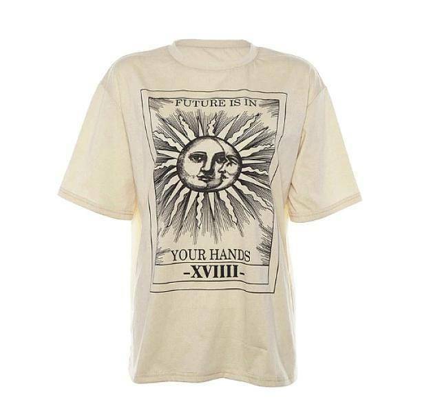 Y2K Sun and Moon Graphic Tee - Retro 90s Summer Outfit Essential