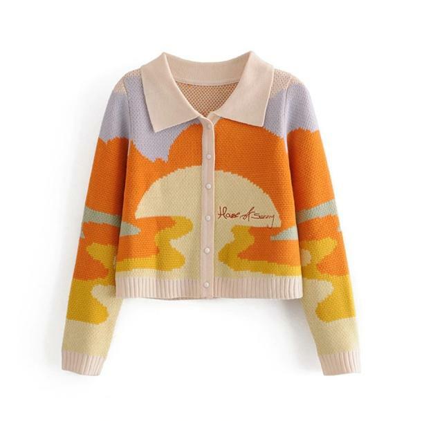 Y2K Sunset Sweater: Retro-Inspired Grunge Top for Summer Vibes