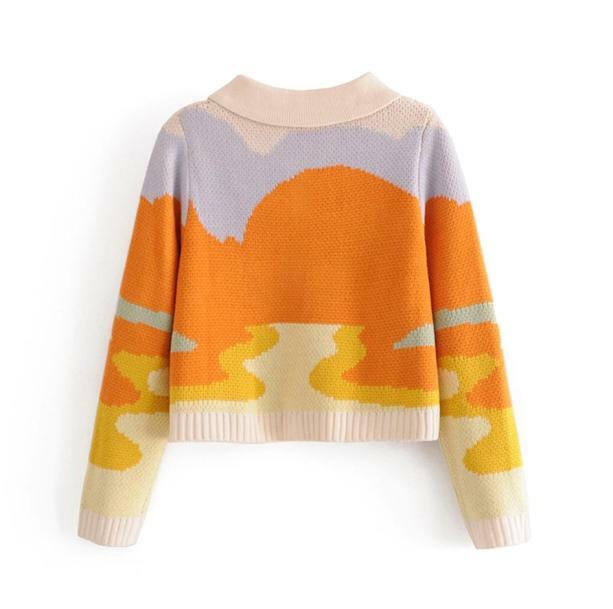 Y2K Sunset Sweater: Retro-Inspired Grunge Top for Summer Vibes