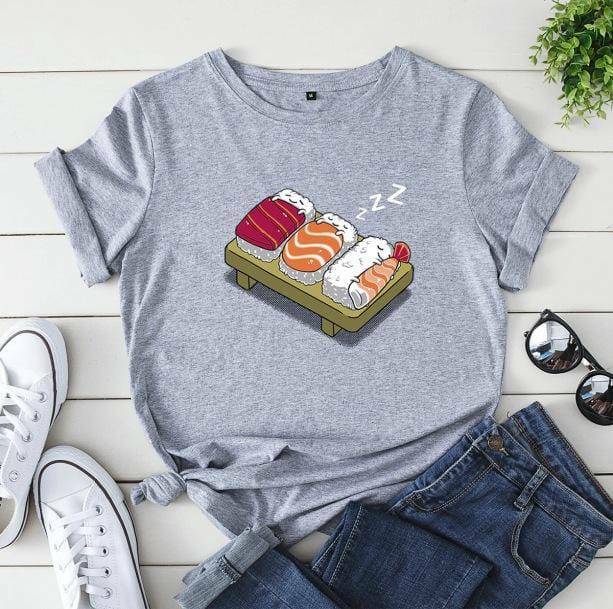 Y2K Sushi Lover Graphic Tee - Retro 90s Summer Outfit Essential