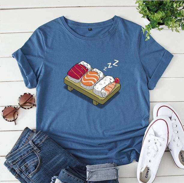 Y2K Sushi Lover Graphic Tee - Retro 90s Summer Outfit Essential