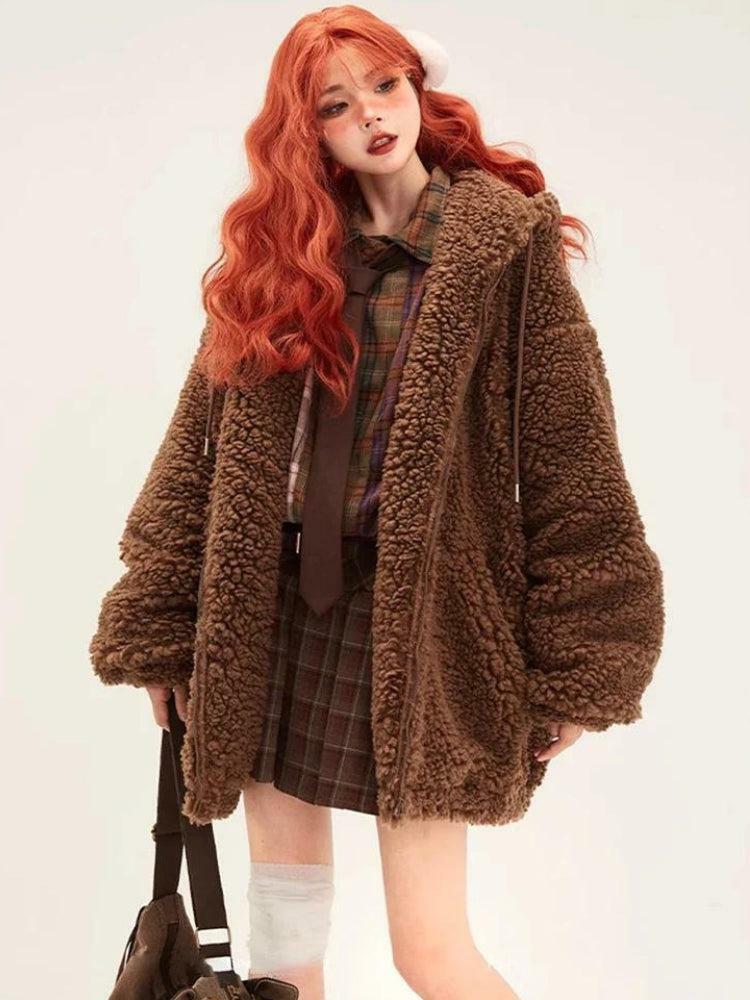 Y2K Teddy Bear Jacket: Cozy Grunge Style for Summer Outfits