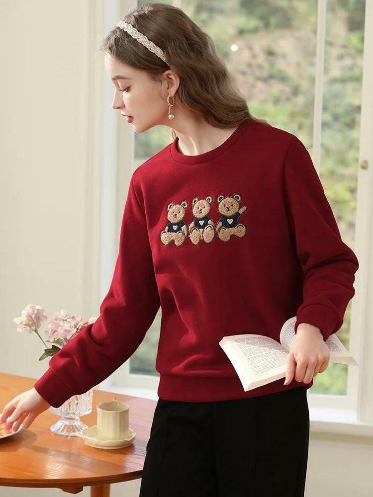 Y2K Teddy Bears Embroidered Sweatshirt - Retro Grunge Style Top